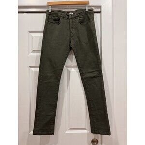 Boglioli Milano Mens 31 Green Denim Straight Leg Khaki Jeans Italy Stretch